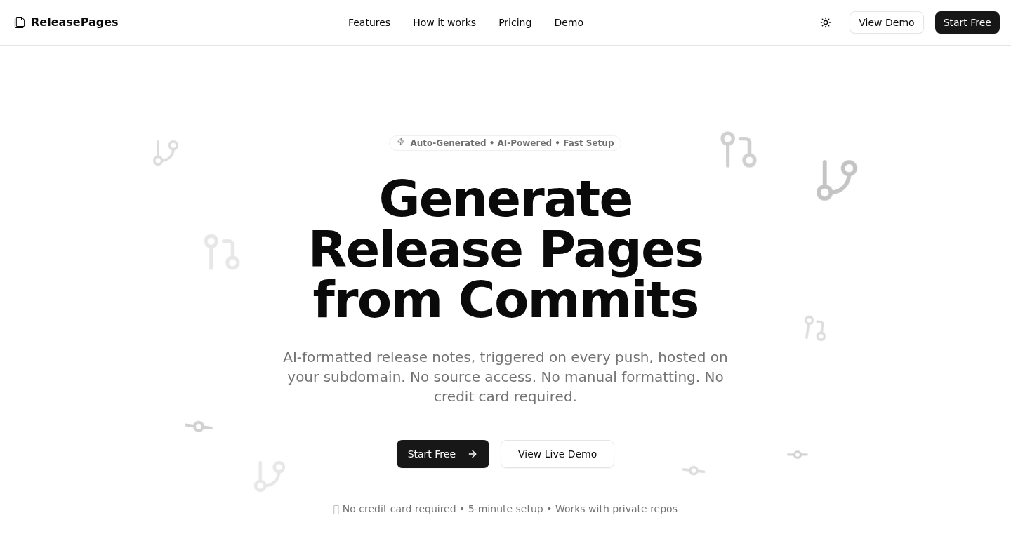 Releasepages.dev：基于Git提交信息的自动化发布页面生成器