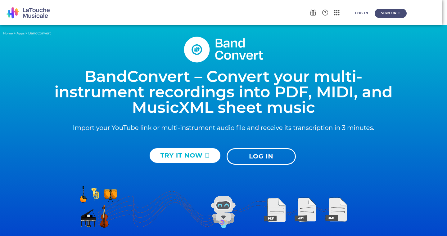 BandConvert - 多音轨オーディオを楽譜に変換するAI