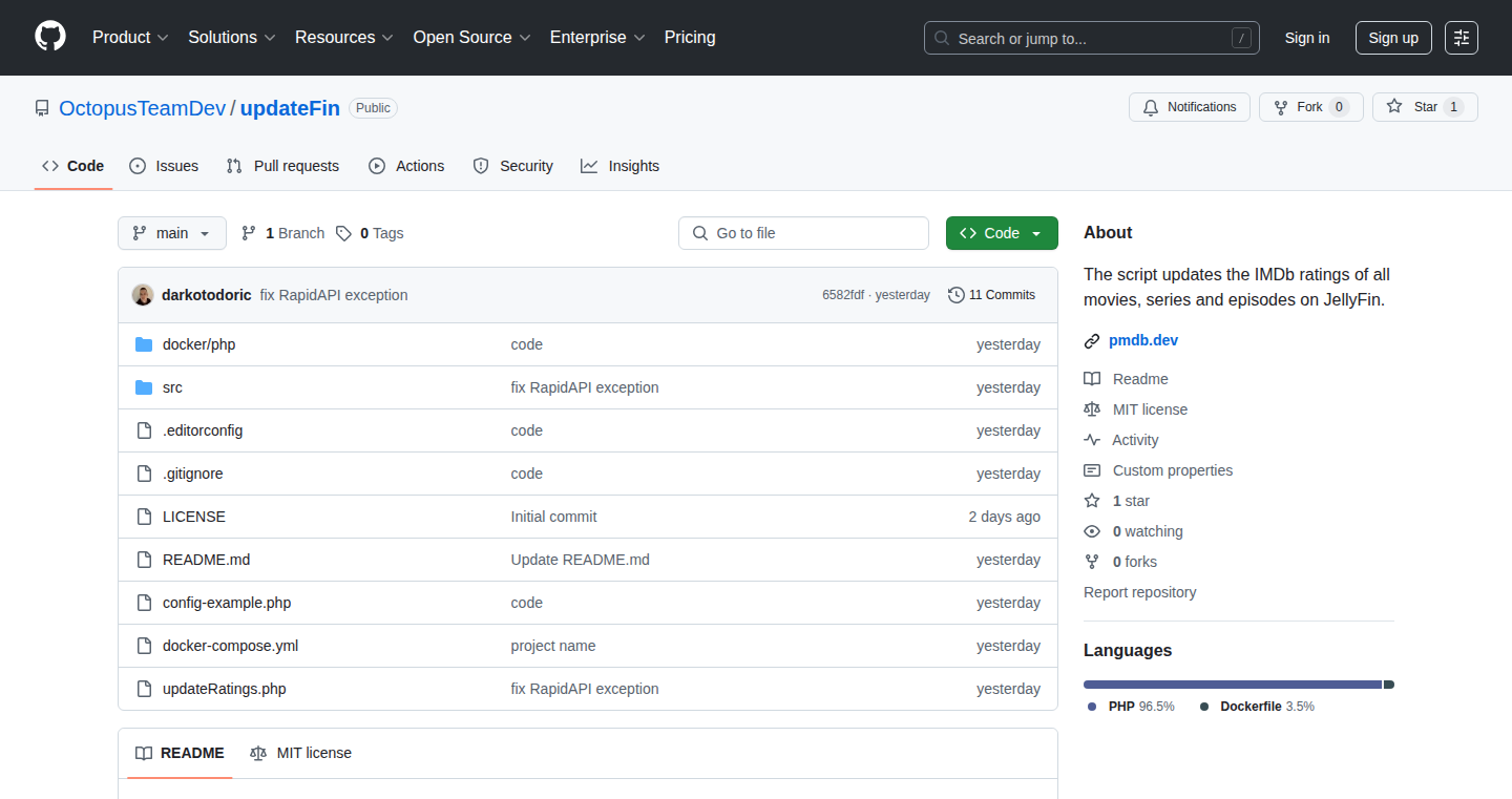 UpdateFin: JellyfinのIMDb評価を自動更新するPHPスクリプト