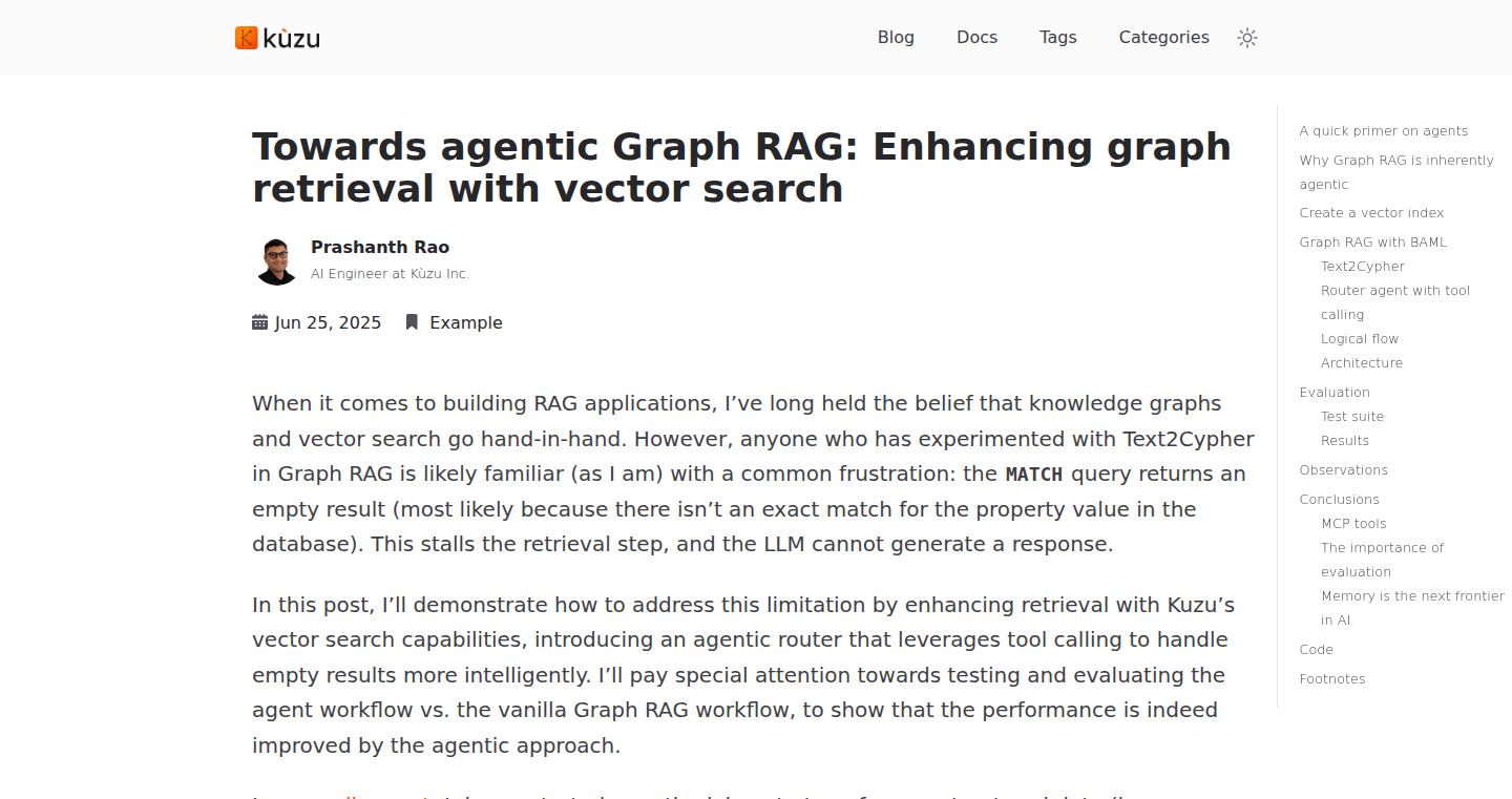 エージェント型Graph RAG:ベクタ検索を活用したグラフ検索の強化