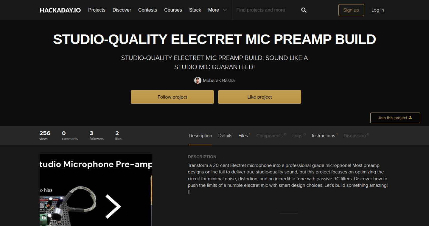 Open-Source Studio-Quality Electret Mic Preamp