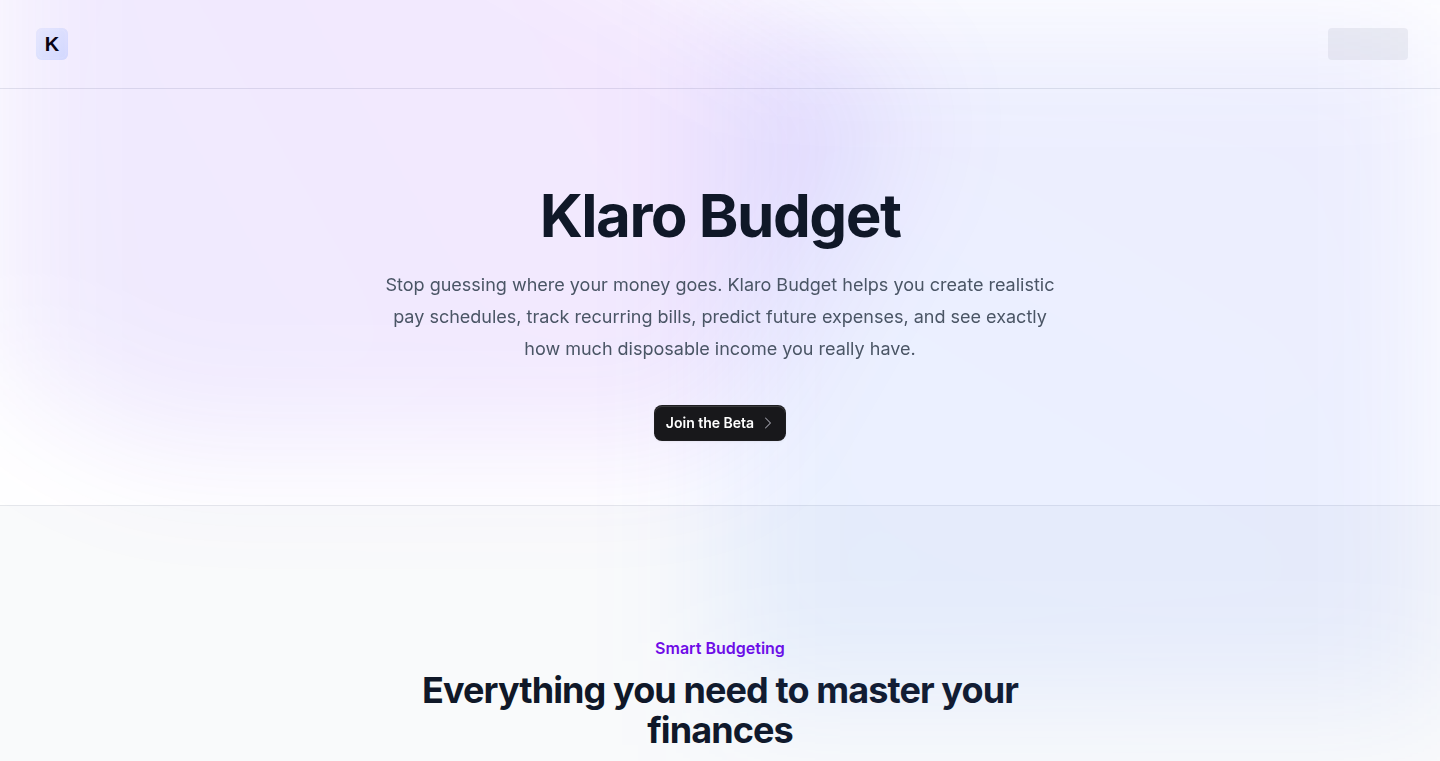 Klaro Budget: Paycheck-Based Budgeting