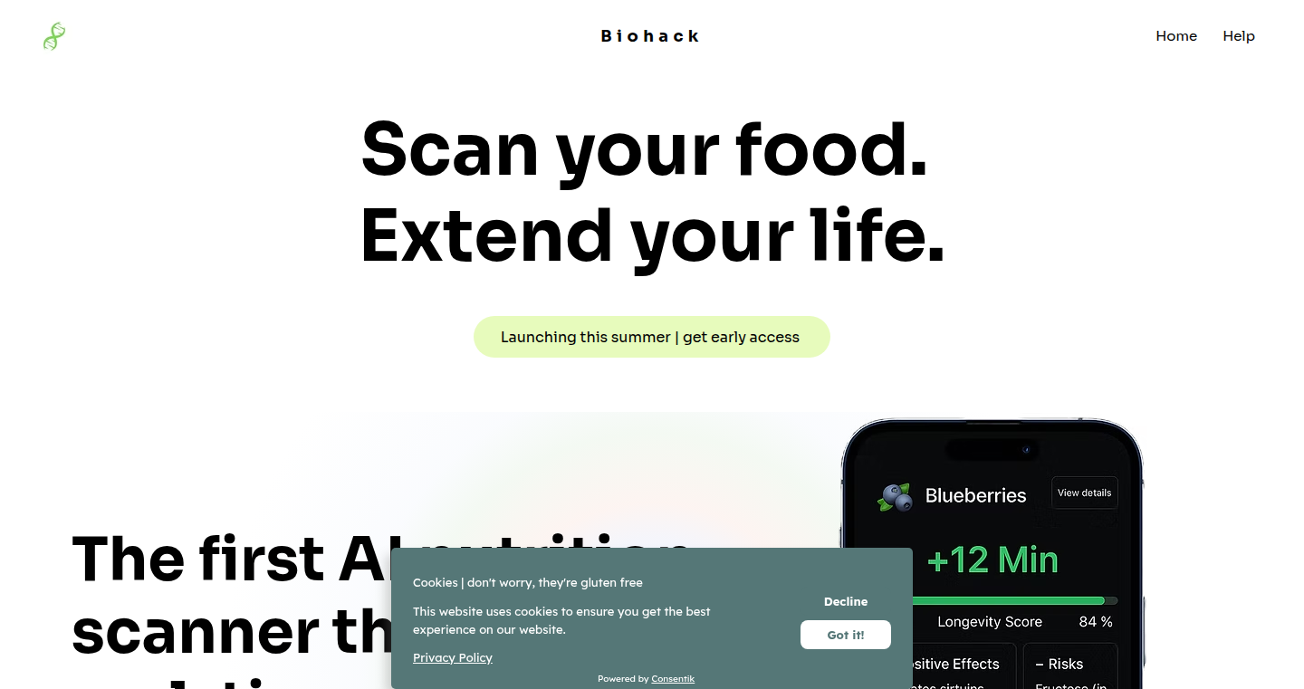 Biohack: Longevity-Focused Food Scanner