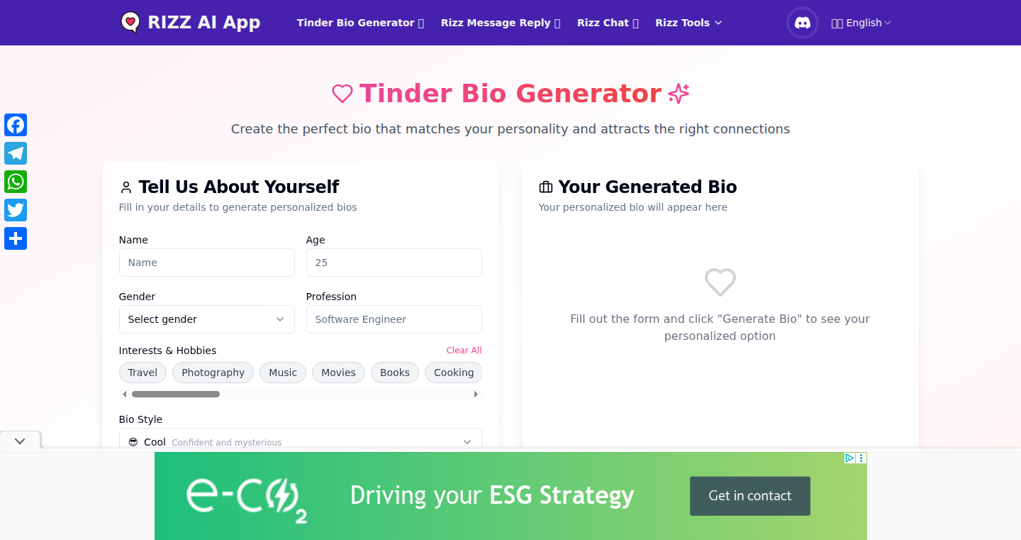 BioSpark: Instant Tinder Bio Generator
