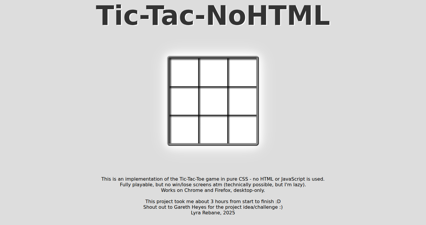 CSS-Only Tic-Tac-Toe
