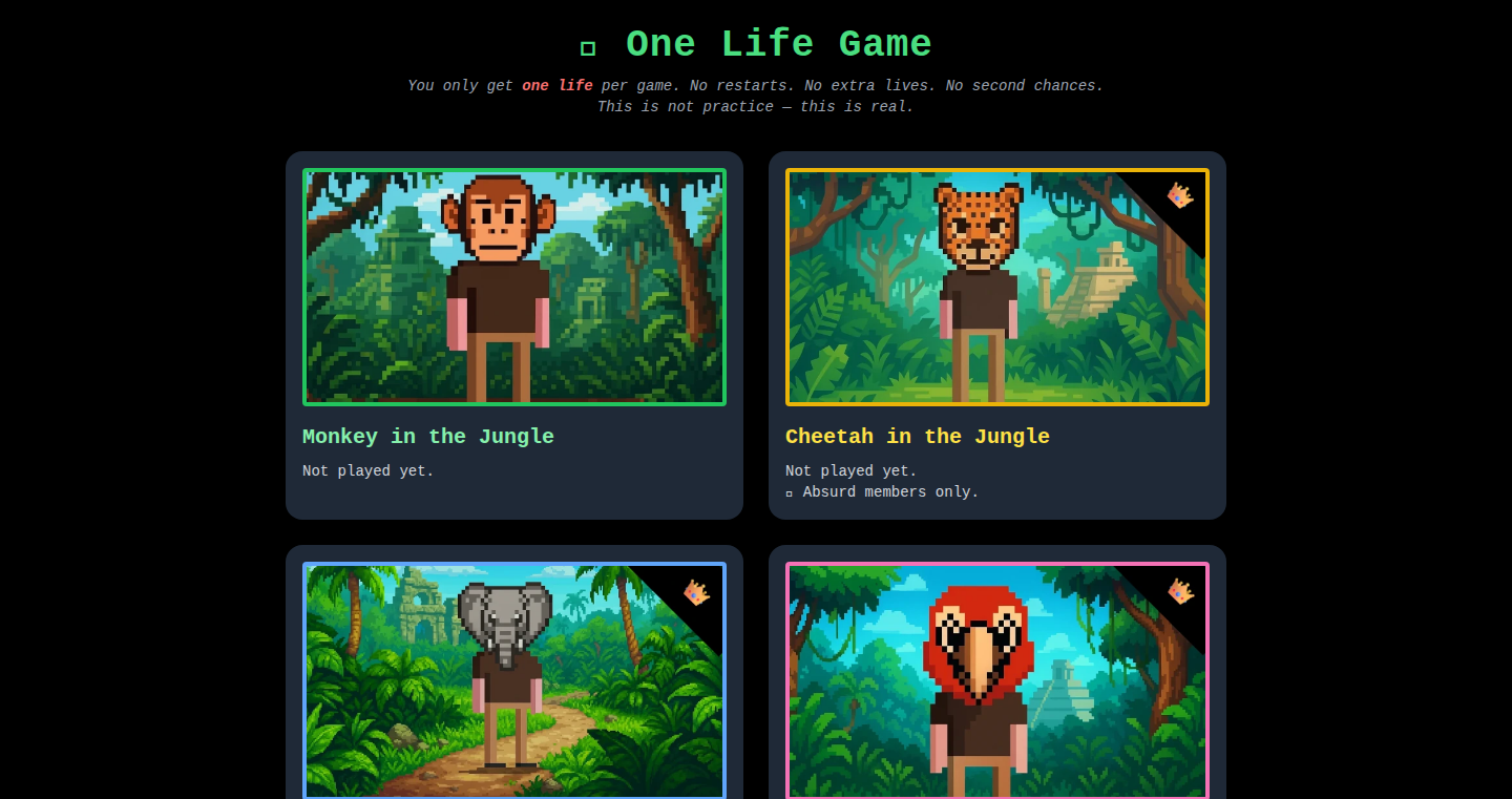 One Life Game - A Browser-Based Permadeath Experiment