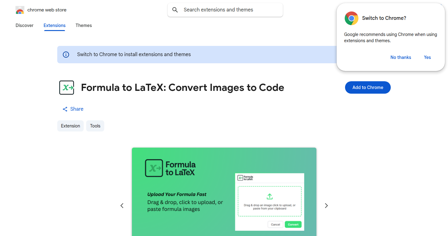 Formula-to-LaTeX: Instant Equation Conversion for Chrome