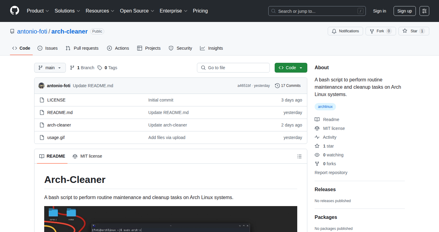 Arch-Cleaner – Arch Linux 定期メンテナンス自動化スクリプト