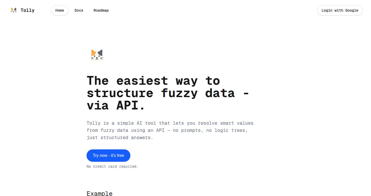 Tolly - 曖昧なデータを構造化するAI API