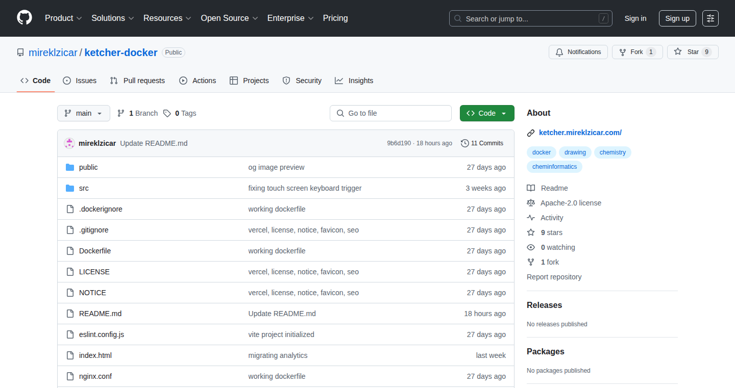 Ketcher Docker: Web-Ready Chemical Structure Editor