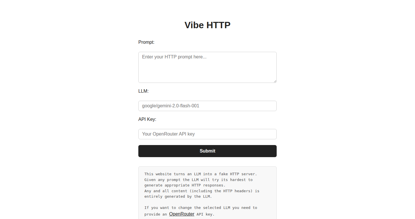 Vibe HTTP:用大型语言模型伪装的HTTP服务器