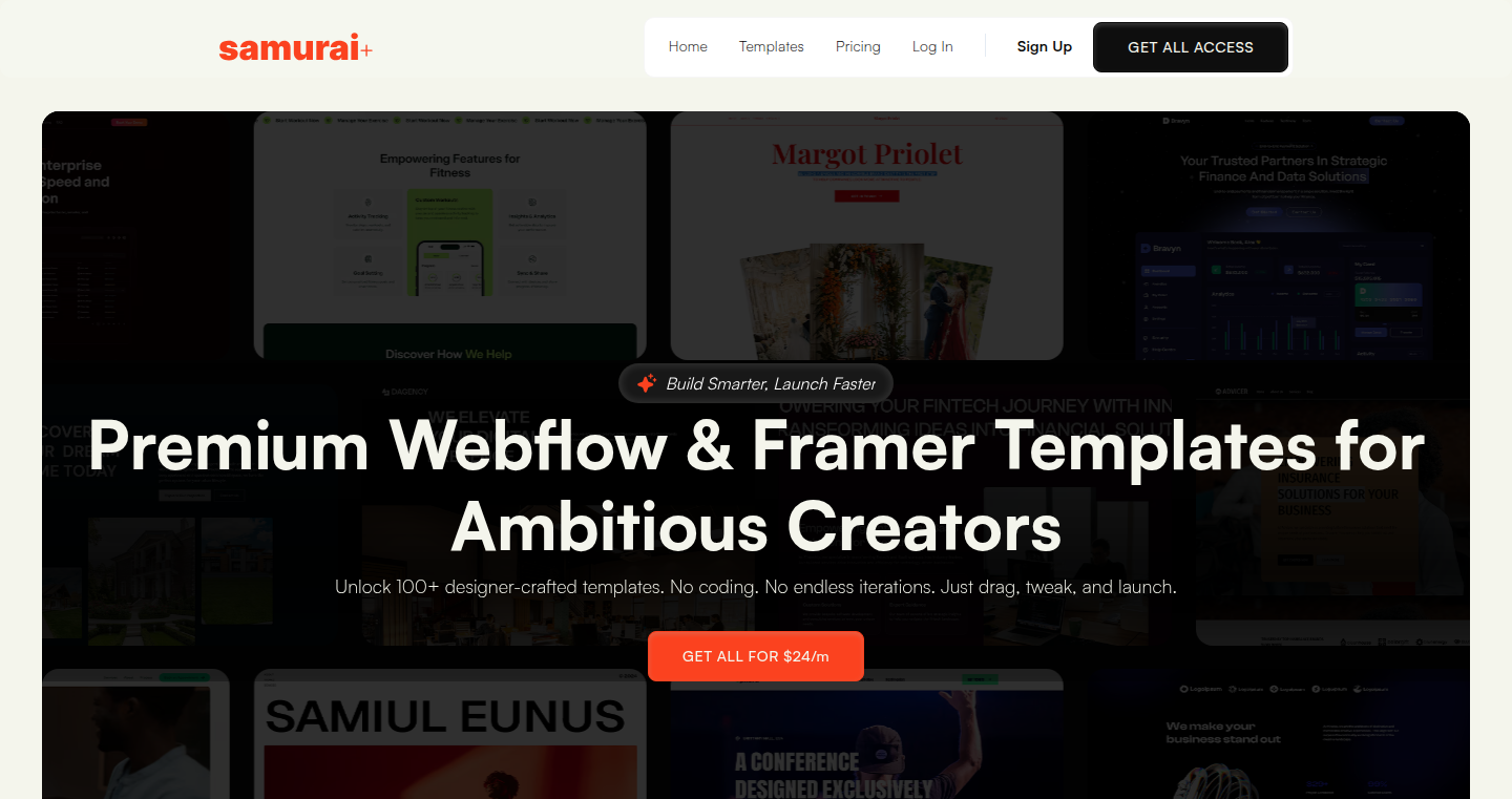 Samurai Plus:Webflow & Framer 设计模板库