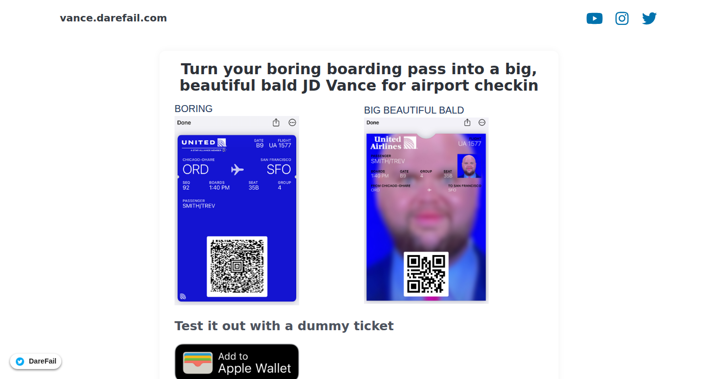 BoardingPass2Vance:用你的登机牌生成秃头JD Vance头像