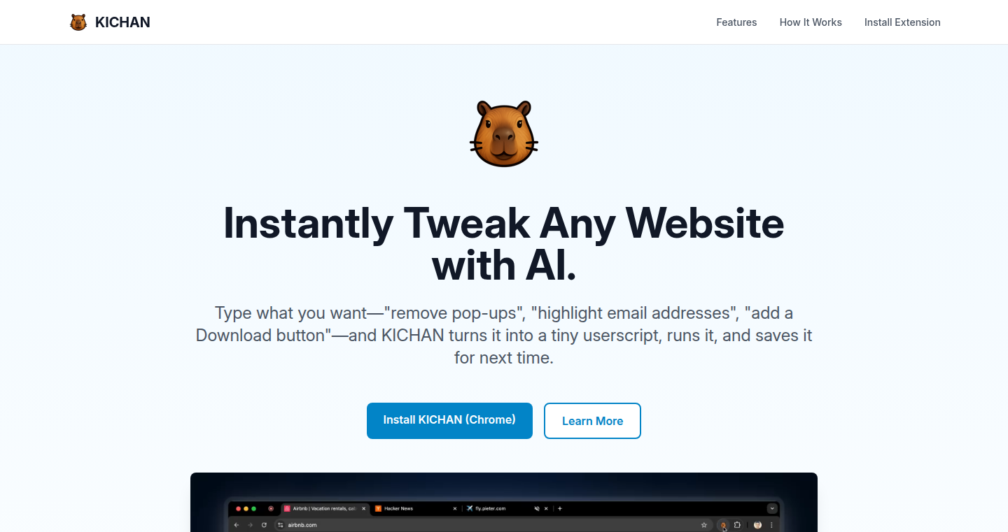 Kichan.ai:网页增强脚本生成器