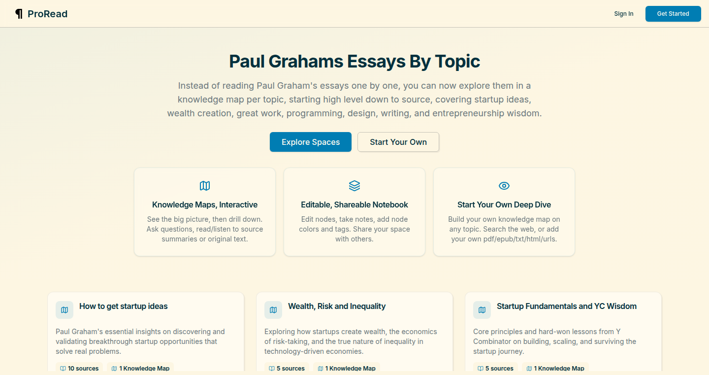 PG Essay Navigator: 交互式知识地图,深度探索Paul Graham的写作