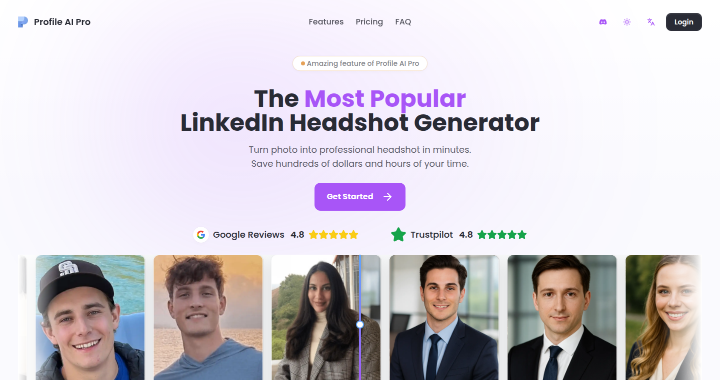 ProfileAIPro:AI 驱动的专业LinkedIn头像生成器
