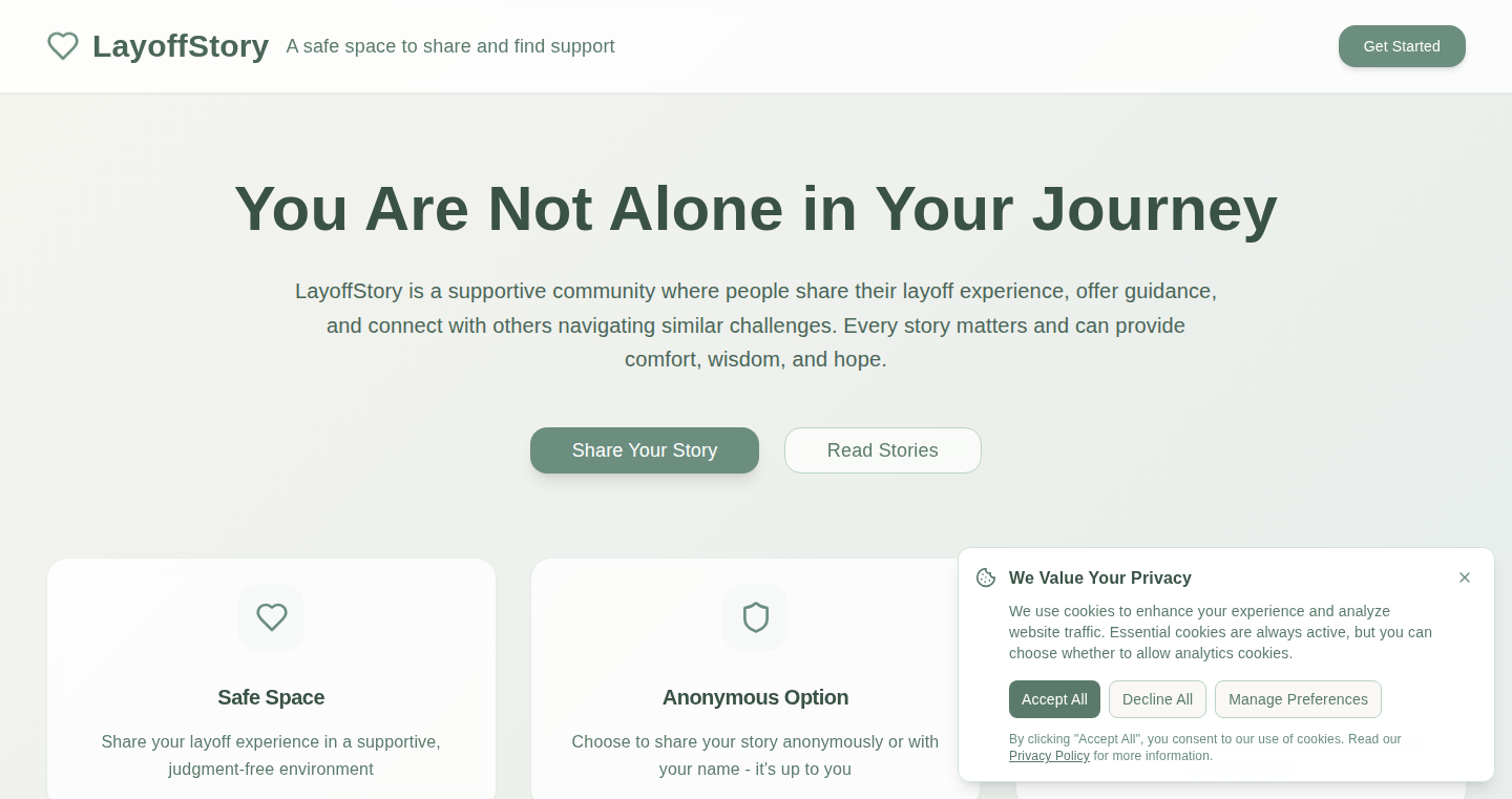 LayoffStory - Anonymous Layoff Experience Sharing Platform