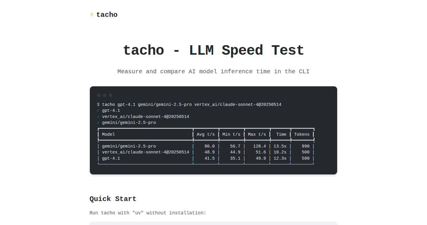 Tacho: LLM Speedometer - Benchmark Your Language Models