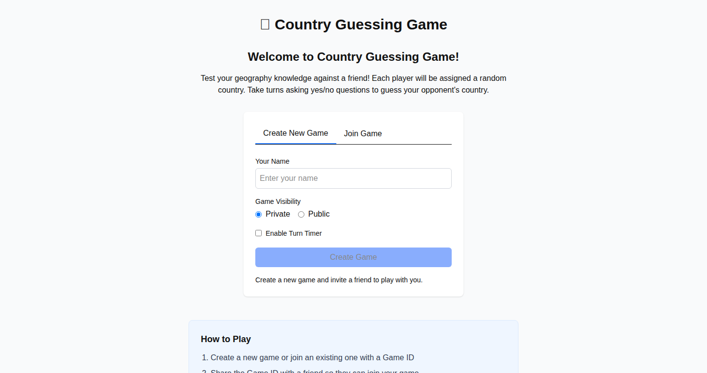 GeoGuessr-lite: A Simple Country Guessing Game