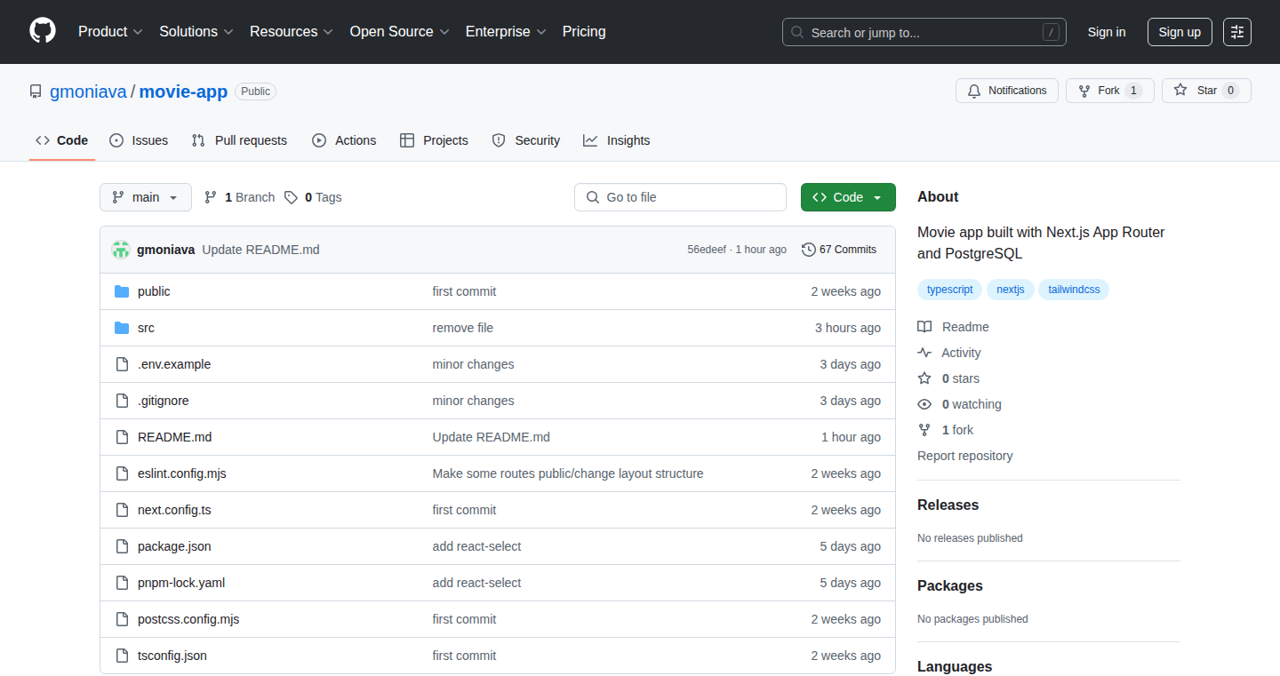 Next.js App Router 映画アプリ with PostgreSQL