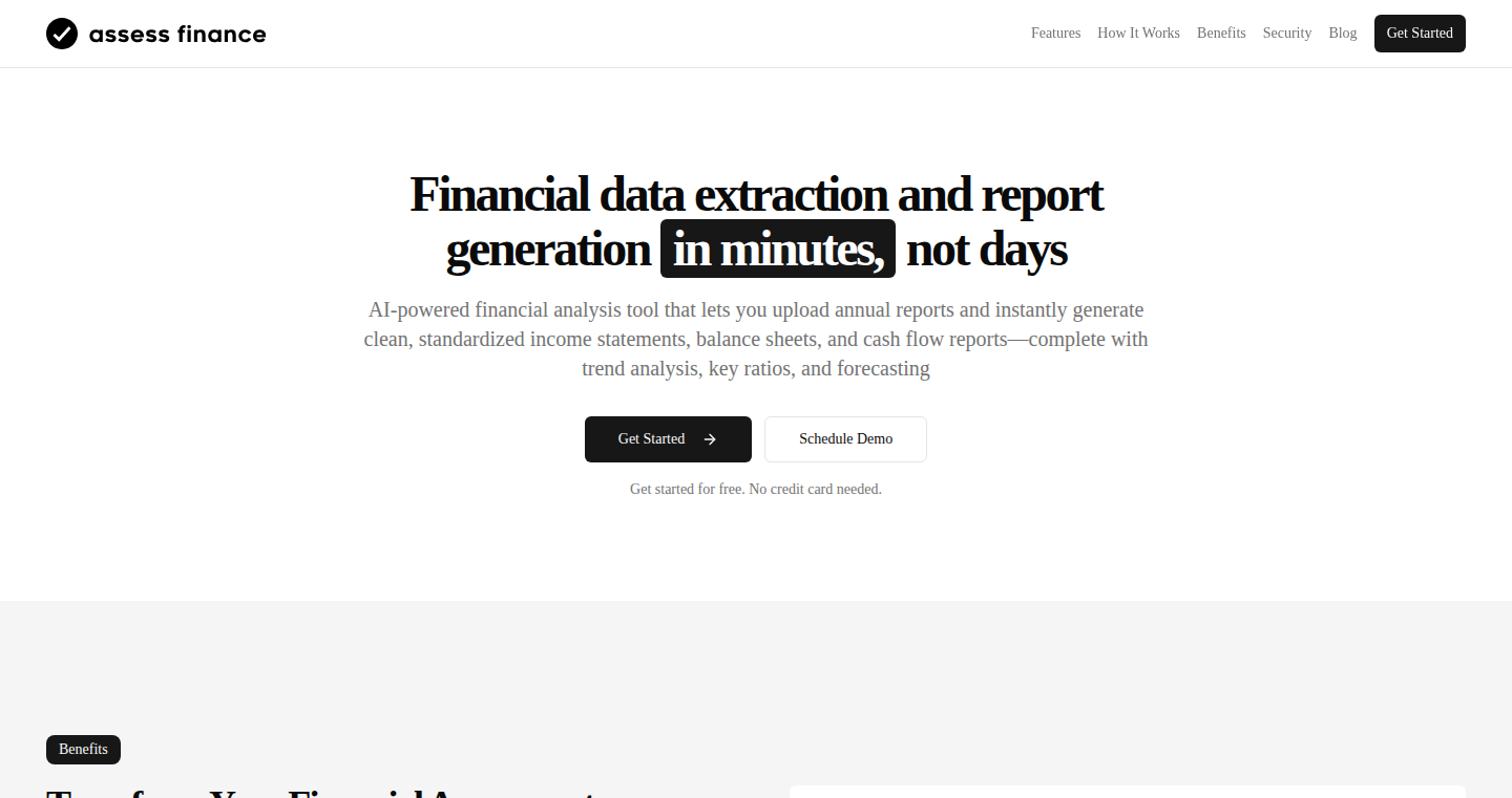 PDF財務データ抽出ツール:Assess Finance