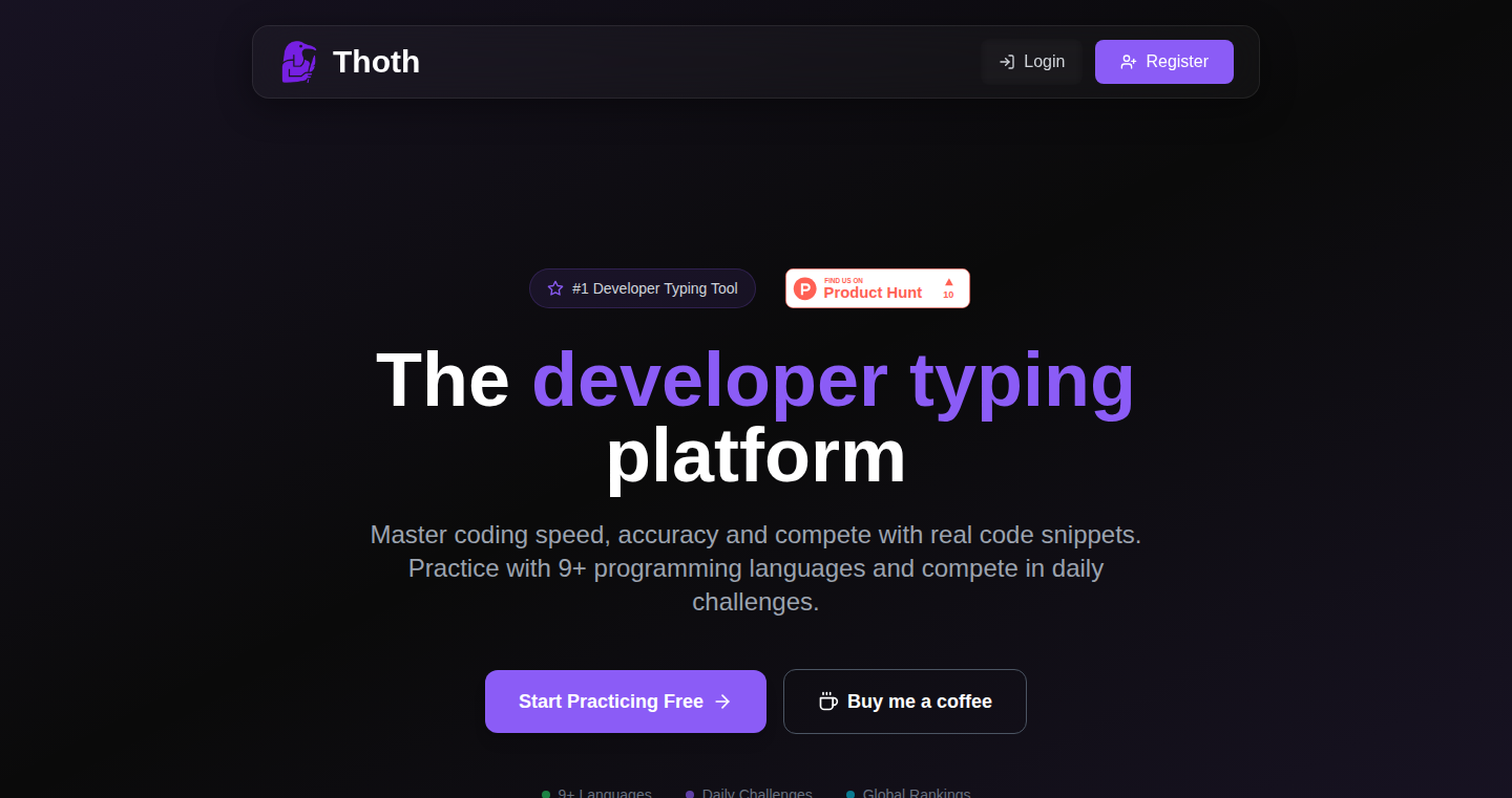 Thoth:开发者专属代码打字平台