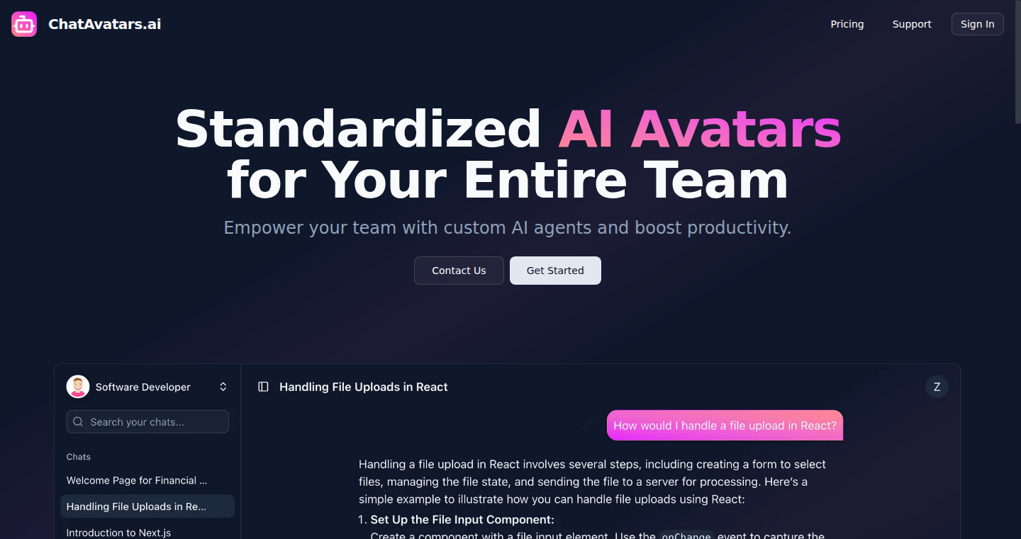 ChatAvatars.ai - 团队协作AI化身