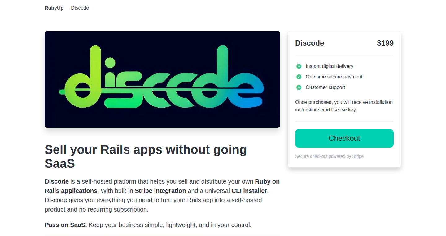 Discode: Rails 应用的一站式打包、授权与部署工具