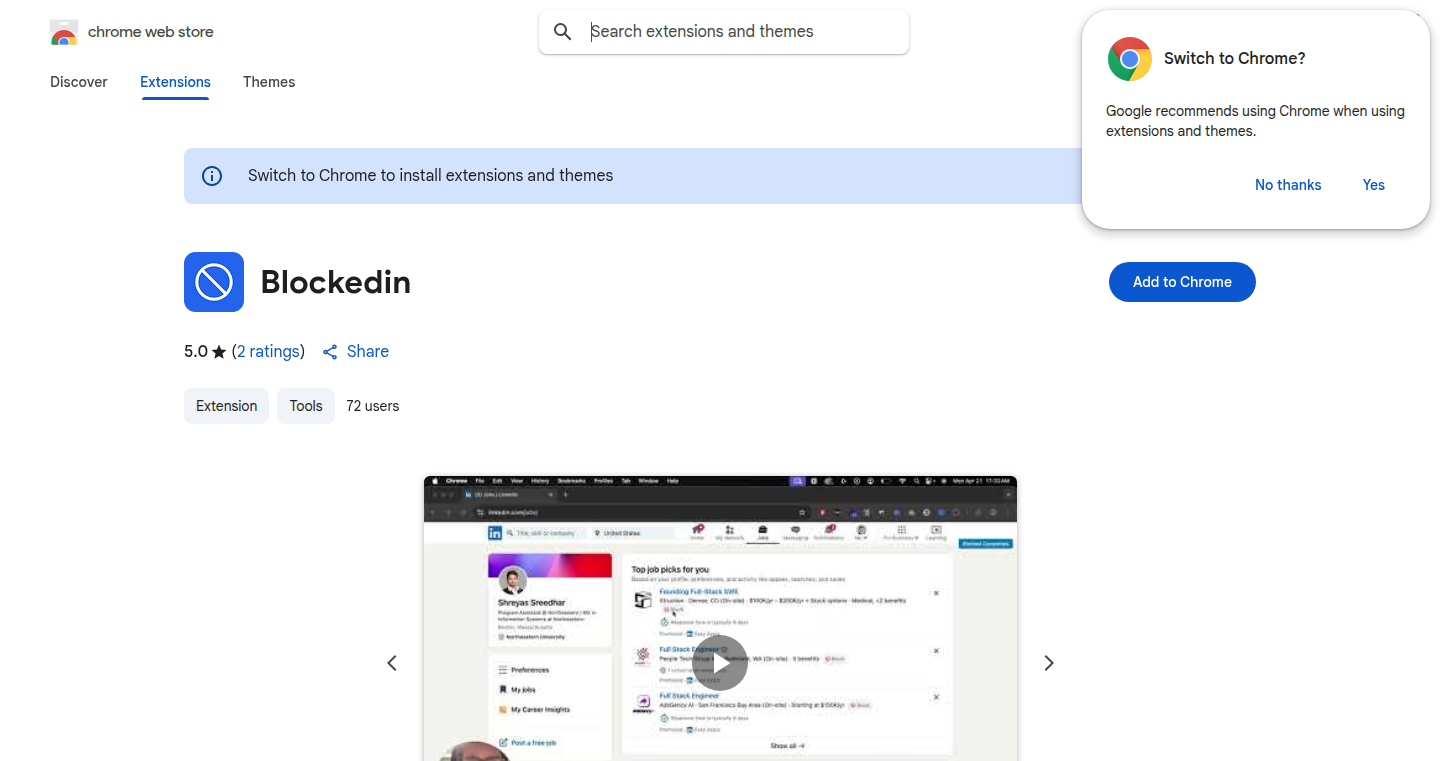 Blockedin: LinkedIn 垃圾信息屏蔽 Chrome 扩展
