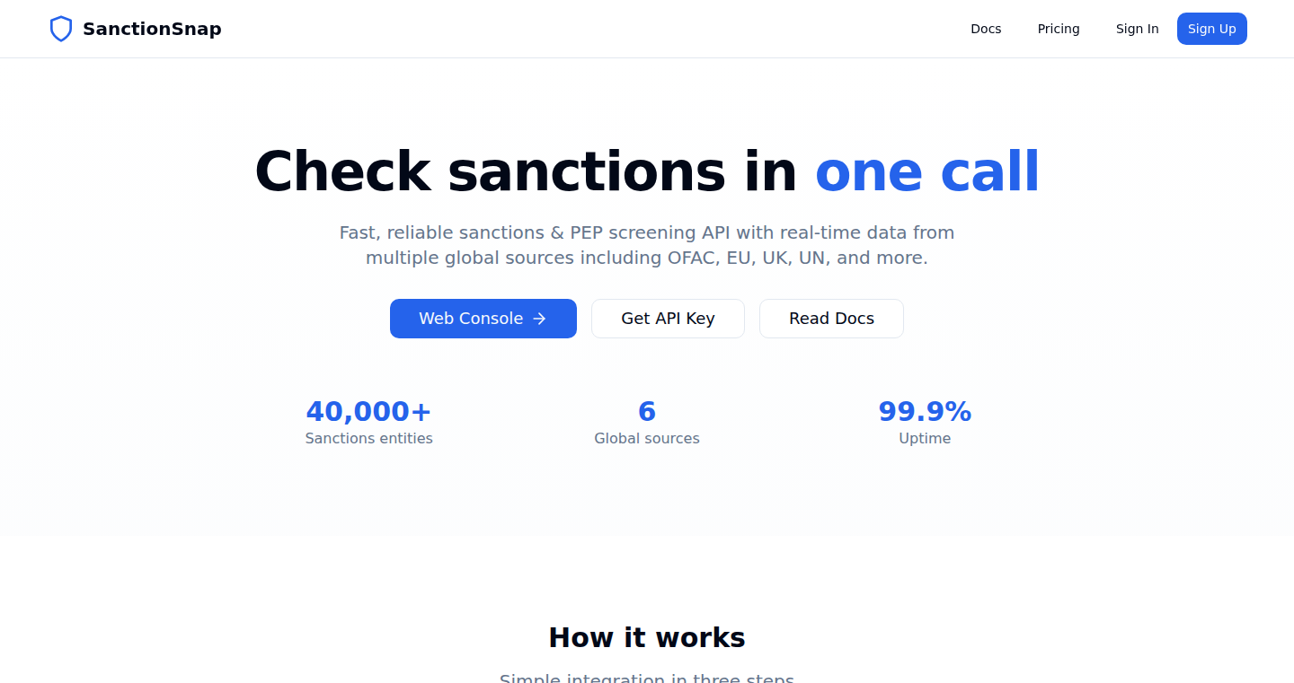 SanctionSnap: 极速制裁名单核查API