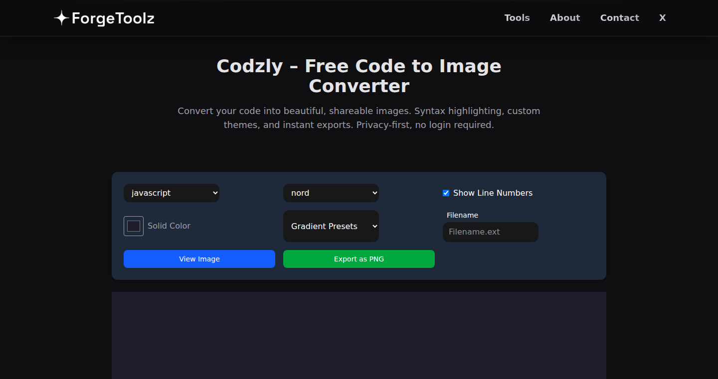 Codzly - ブラウザ完結型コード画像変換ツール