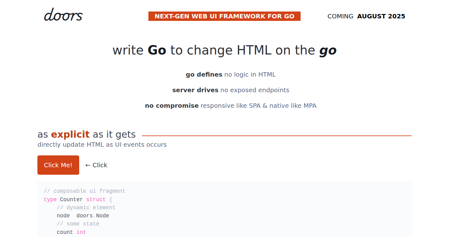 Doors:基于Go的服务器驱动Web UI框架