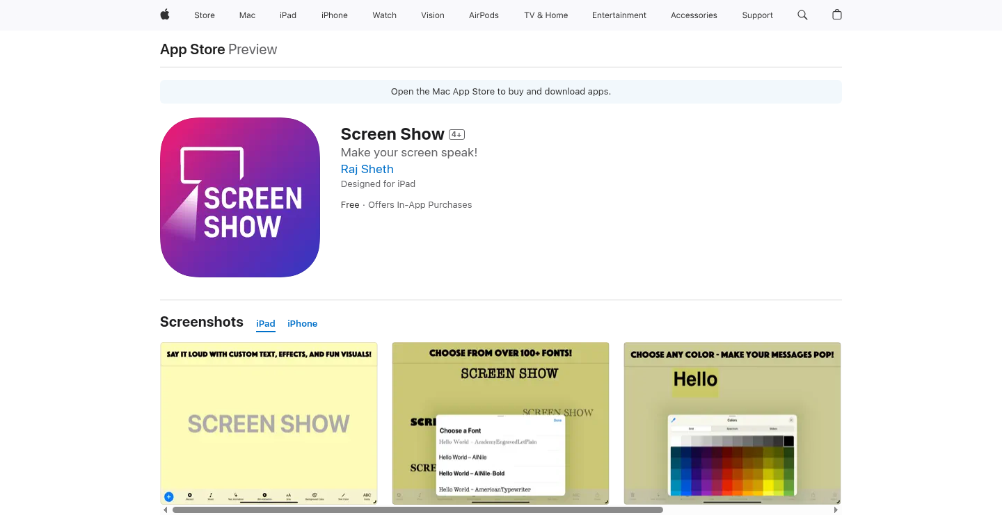 Screen Show: アニメーションメッセージ生成ツール