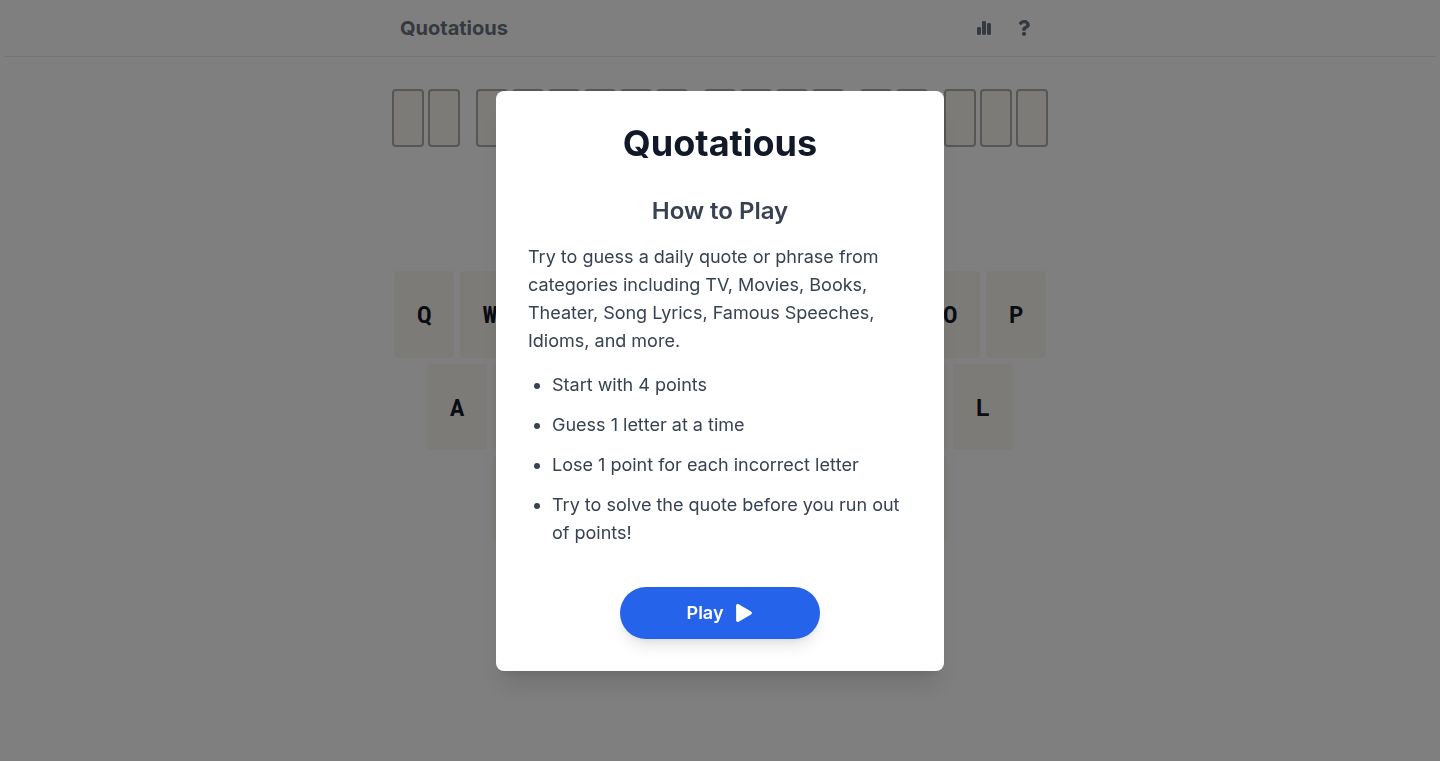 Quotatious - ワードゲームにインスパイアされた、引用句推測ゲーム