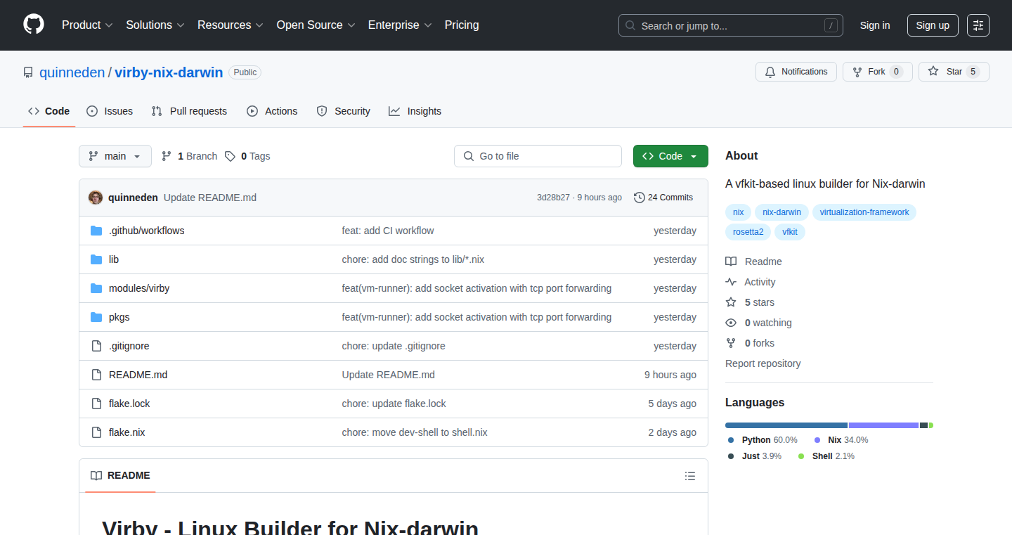 Virby - macOS 上 Nix-Darwin 的 Linux 构建者
