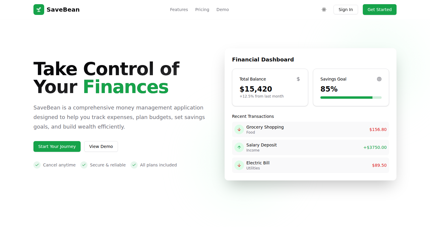SaveBean - お金の流れを可視化する個人金融プラットフォーム