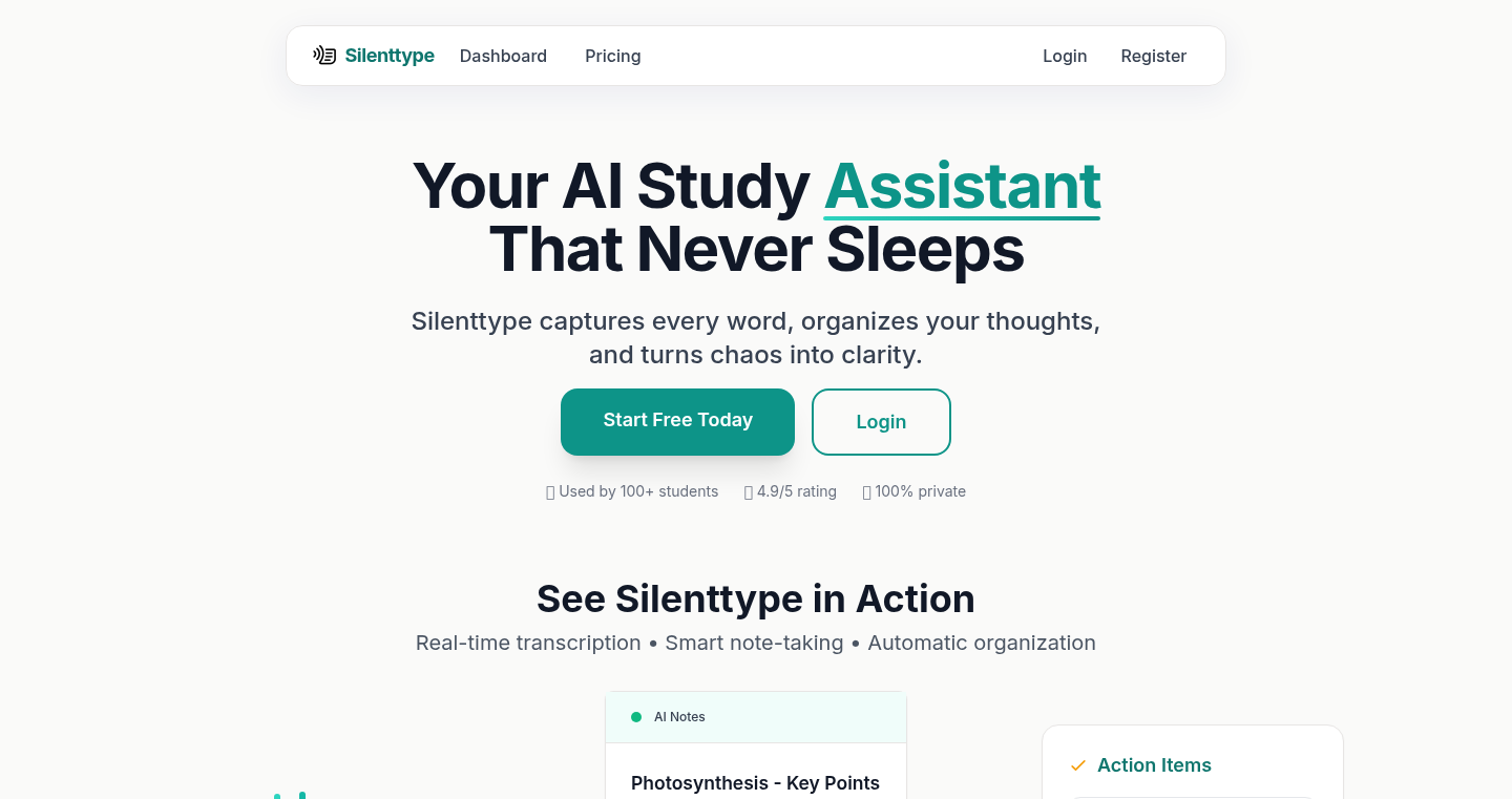 Silenttype - AI 側近:講義の文字起こしと要約