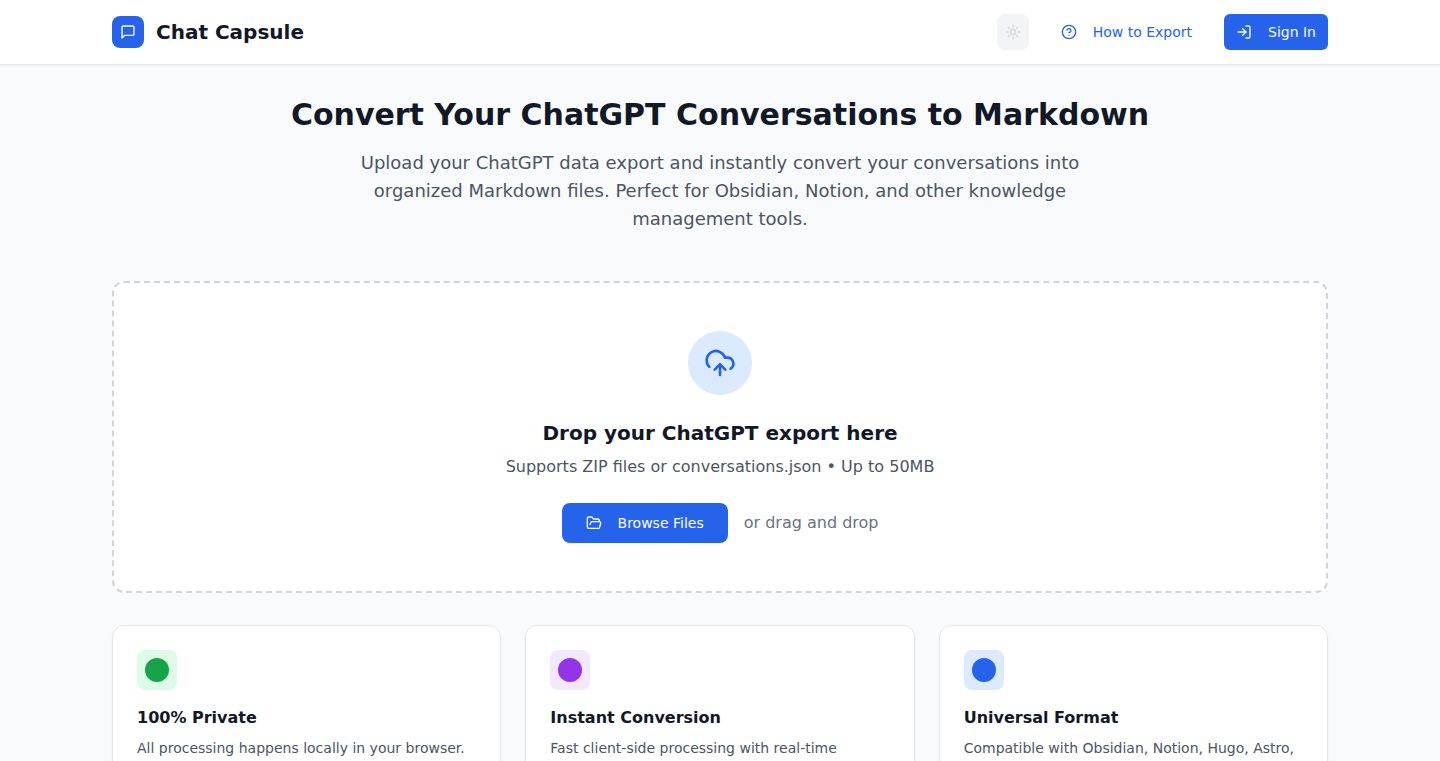 チャットカプセル:ChatGPT会話をMarkdownに変換するツール
