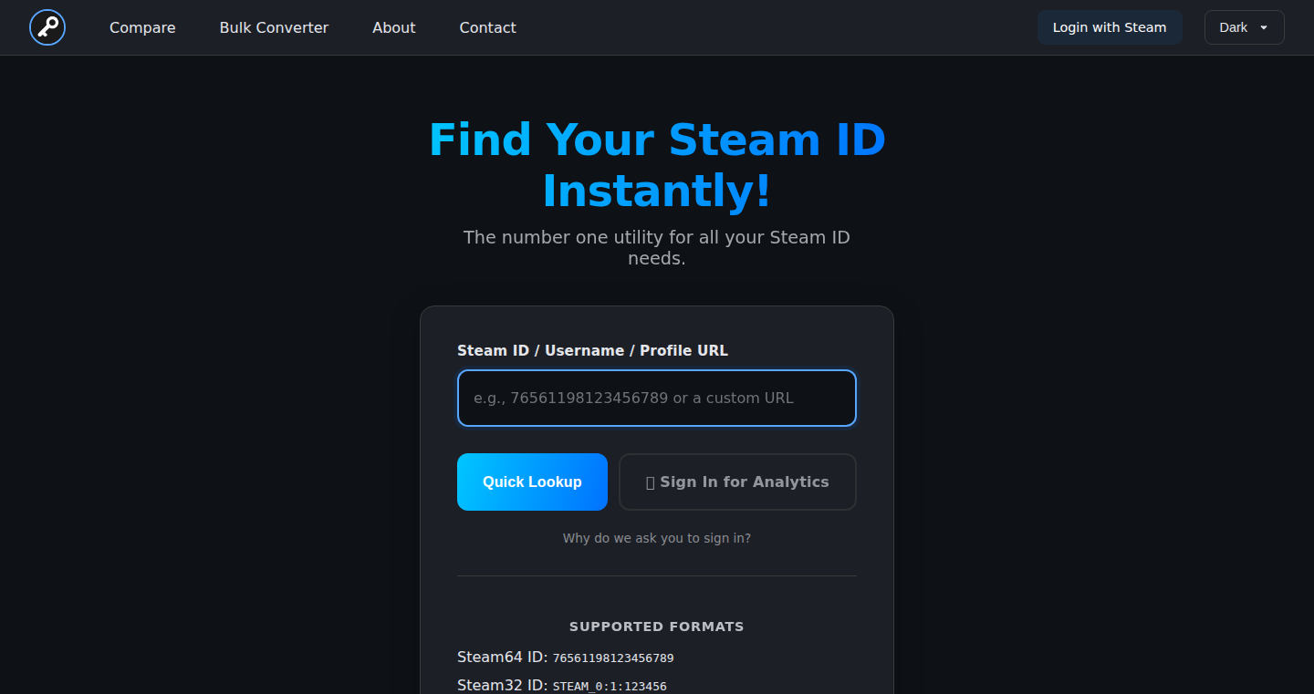 Steam ID 変換 & ゲーマーフレンド比較ツール