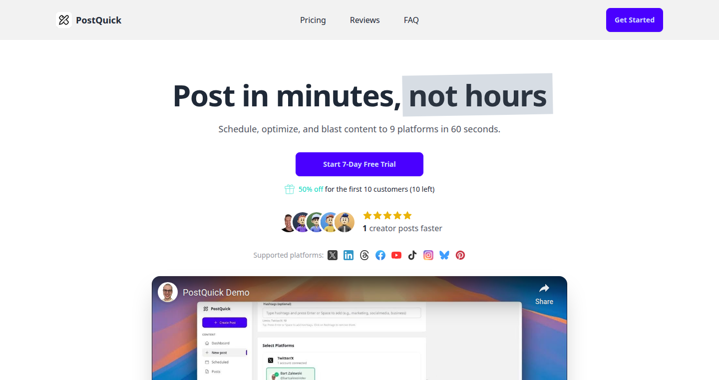 PostQuick: AIで実現する、マルチプラットフォーム一括投稿&スケジュール管理ツール