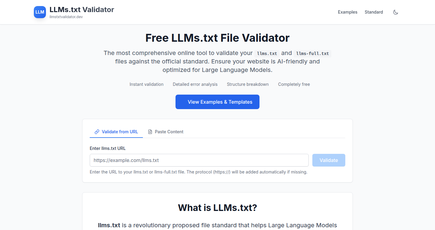 LLMs.txt 検証ツール - あなたの LLM 設定ファイルを安全に