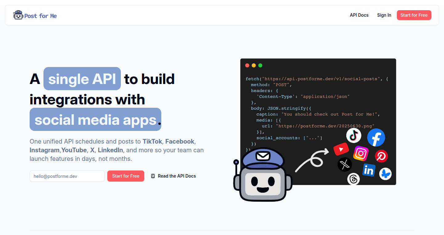 Post for Me:多様なソーシャルメディアに対応する統一API