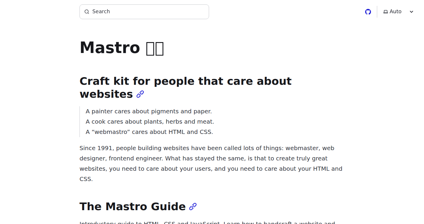 Mastro: ウェブサイトの本質を凝縮したクラフトキット
