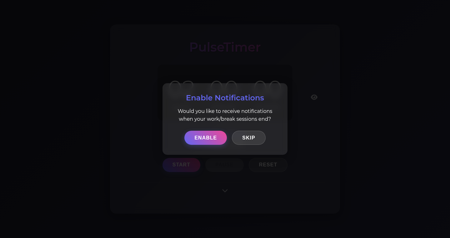 PulseTimer - 自己でホストできる、すっきりとしたワーク/ブレイクタイマー