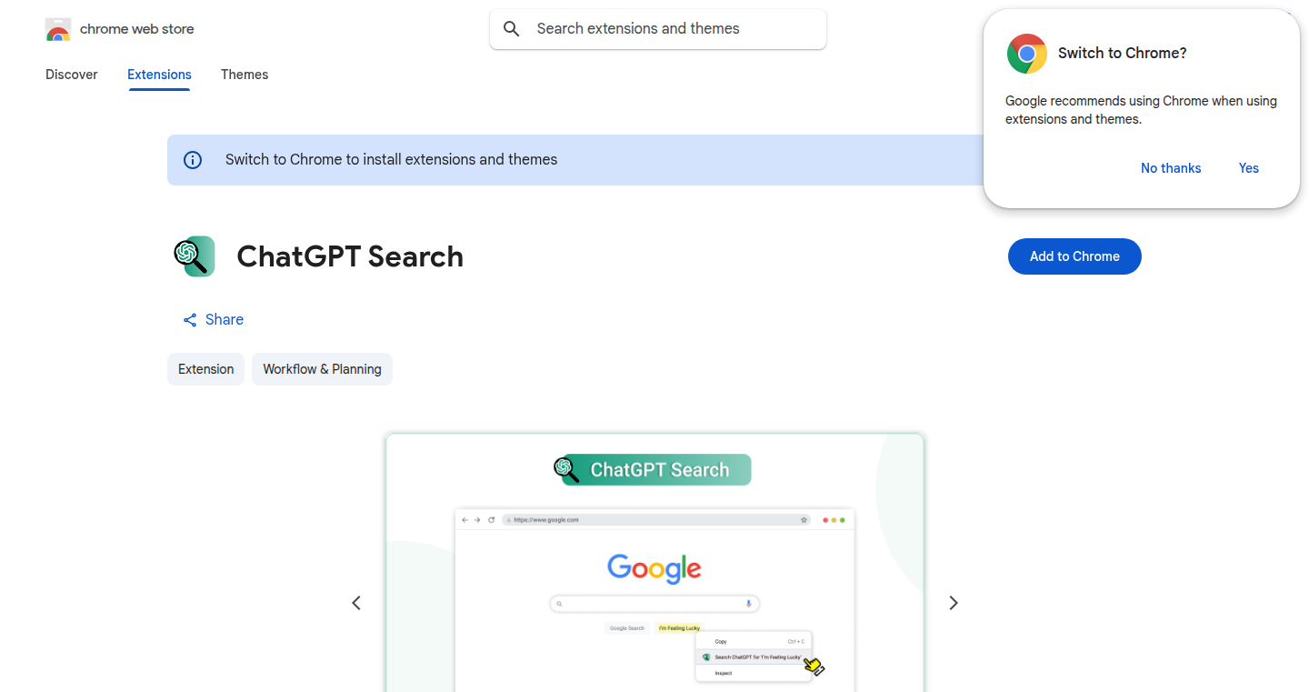 ChatGPT Highlight Search Extension