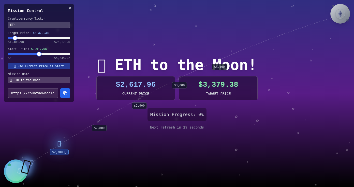 Tothemoon Live Crypto Countdown Tracker(ライブクリプトカウントダウントラッカー)