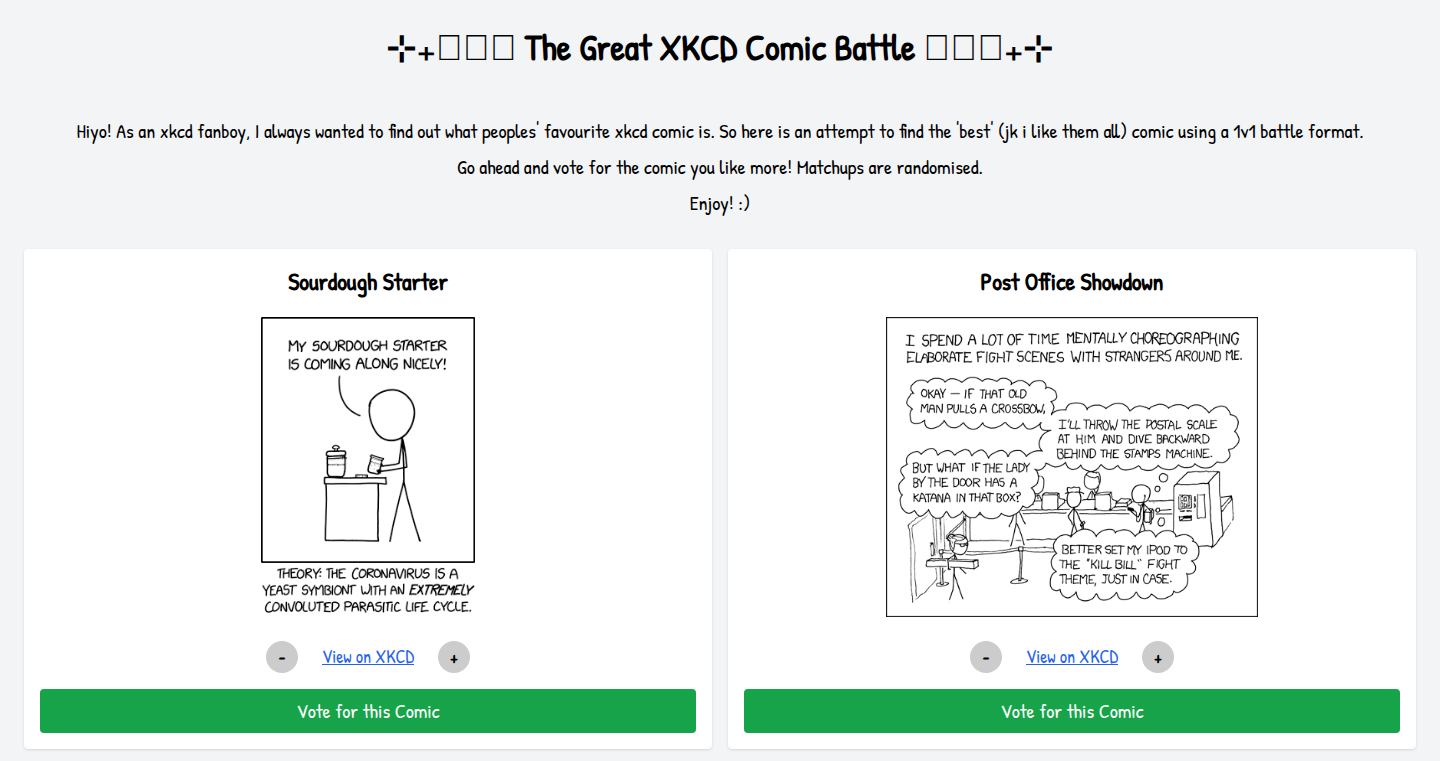 XKCD漫画バトル! - ELOレーティングシステムで最強の漫画を見つけろ!