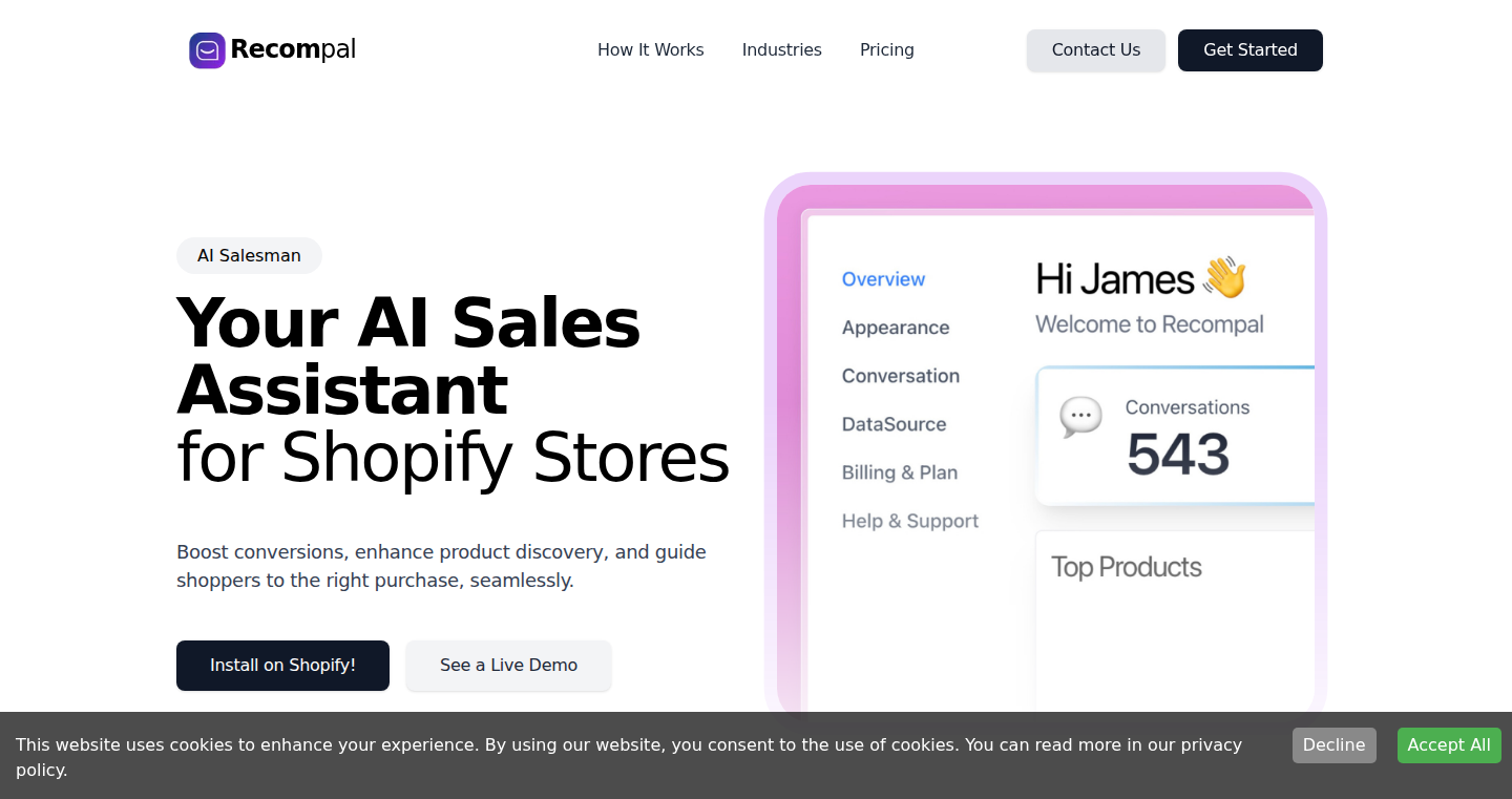 RecomPal - ノーコードAIチャットボットによるShopifyストア売上向上