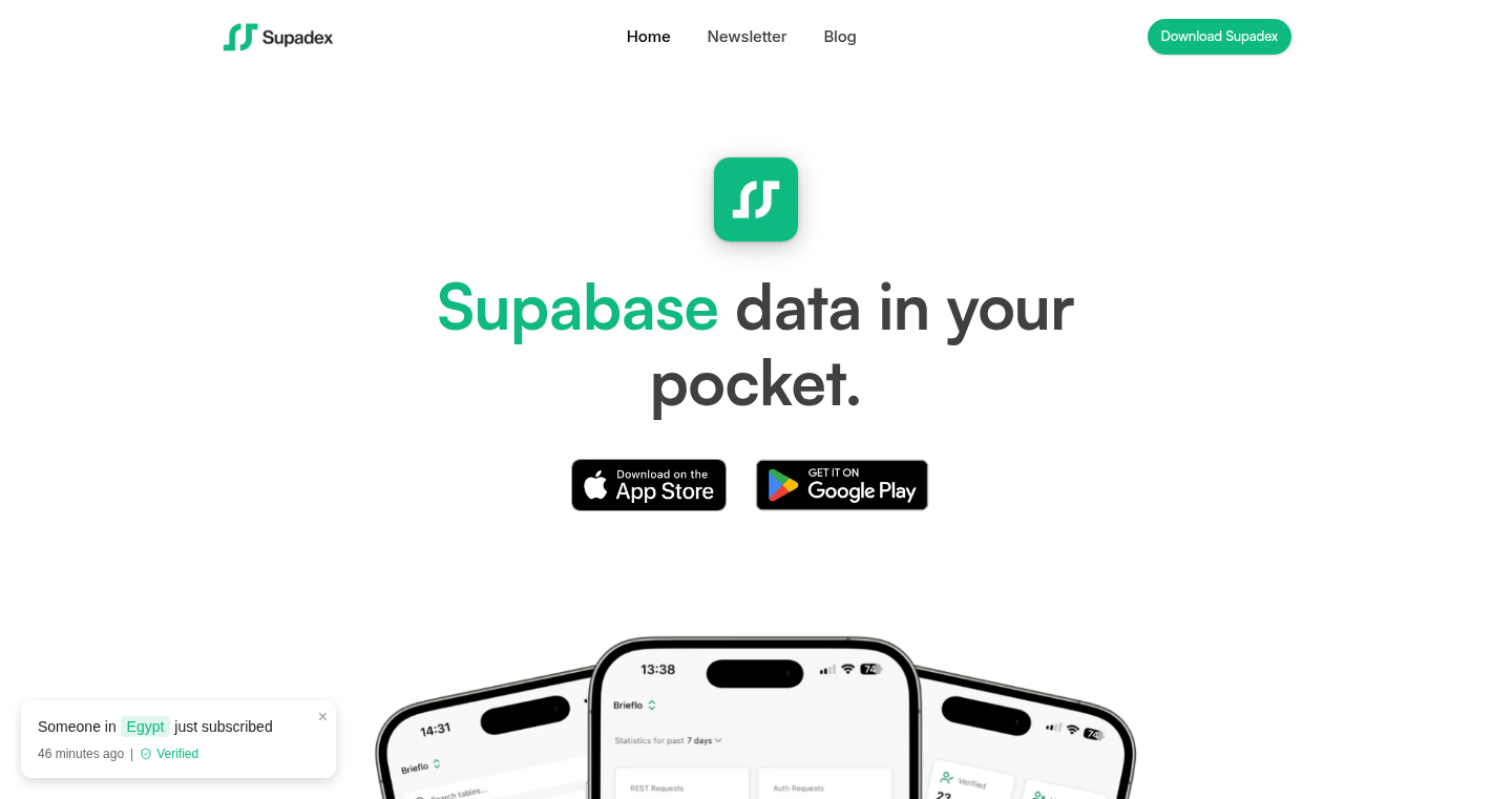Supadex - Supabaseのためのモバイルダッシュボード
