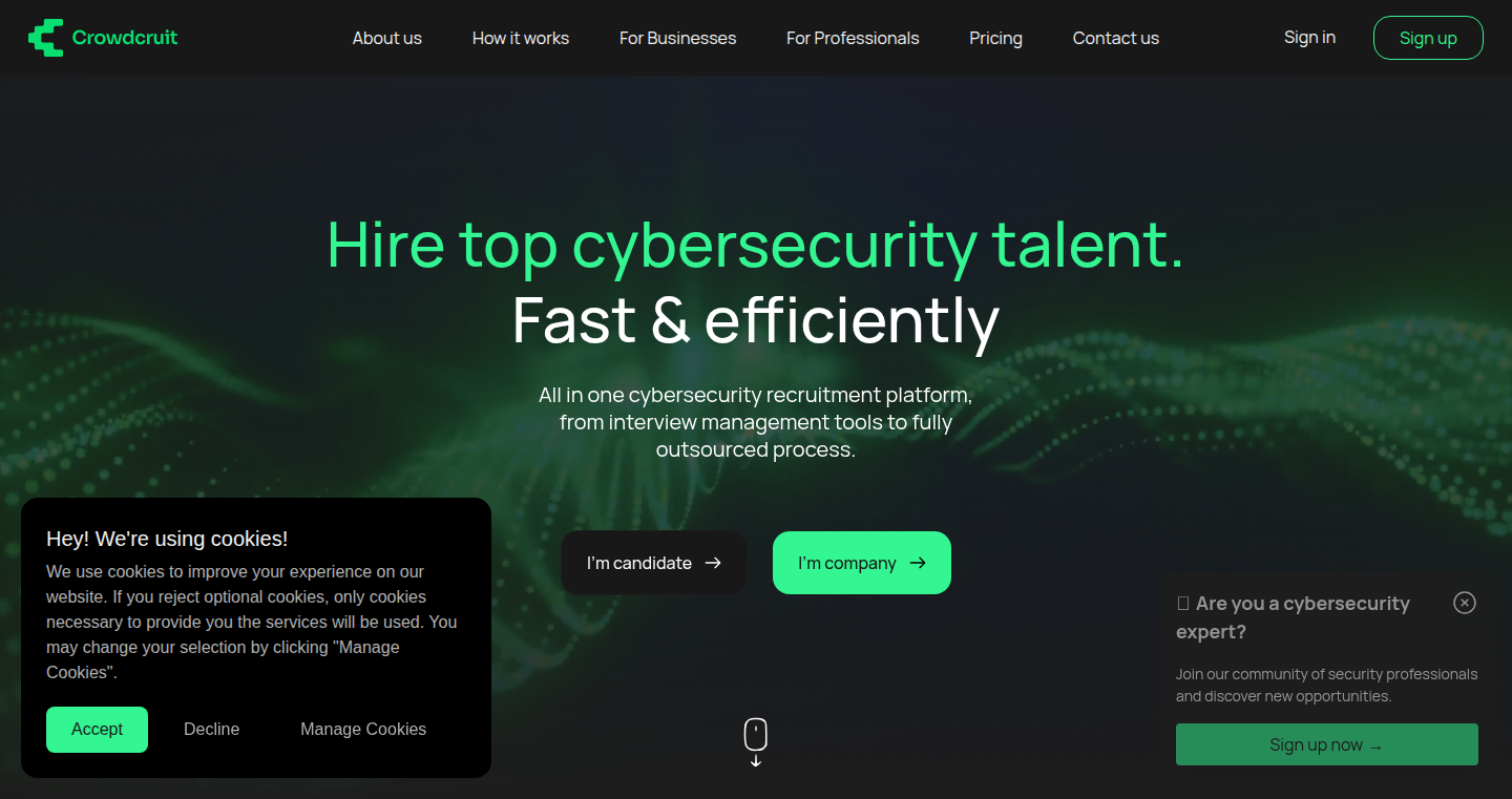 Crowdcruit:サイバーセキュリティ専門家のためのスマートマッチング採用プラットフォーム